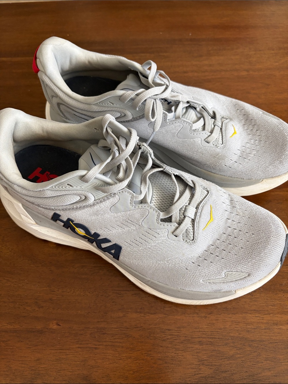 HOKA Men's Gray Running Shoes with Yellow Accent size 11D